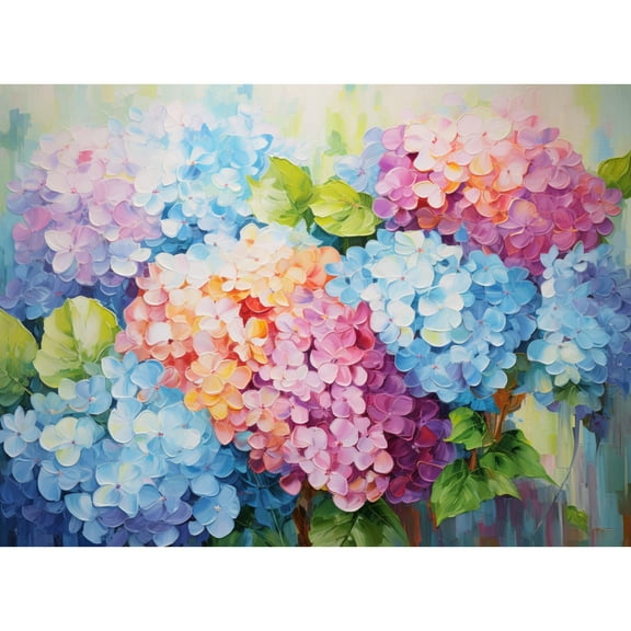 Colorful Watercolor Hydrangea Flower DIY 5D Diamond Art Painting by Number Kits for Adults Paint with Round Full Drill Diamond Gems Painting Art Craft for Home Wall Decor 15.8x19.8in