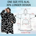 thumbnail image 4 of Oversized Wearable Blanket Hoodie,Black and White Giraffe Pattern Sherpa Blanket Hoodie with Super Pockets,Super Warm Fuzzy Pullover for Women & Men, 4 of 6