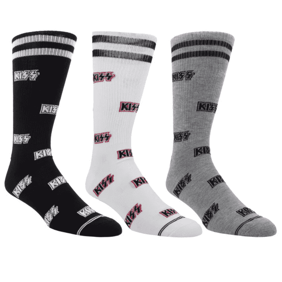 KISS Socks 3-Pack Gift Box – Rock Band Logo Crew Socks Set