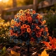 thumbnail image 4 of Artificial Fall Flowers with Ground Stakes 2 Pack Blue Orange Outdoor Fall Decorations for Porch Garden Yard Halloween Seasonal Display, 4 of 6