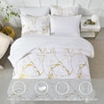 thumbnail image 2 of Davulos White Comforter Set Queen Size,7 Piece Bed in a Bag Gold Metallic Marble Pattern Bedding Sets with Comforter, Sheets, Pillowcases & Shams, 2 of 9