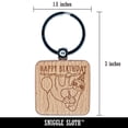 thumbnail image 2 of Happy Birthday Sloth with Cupcake Square Keychain Charm Tag - Engraved Wood, 2 of 6
