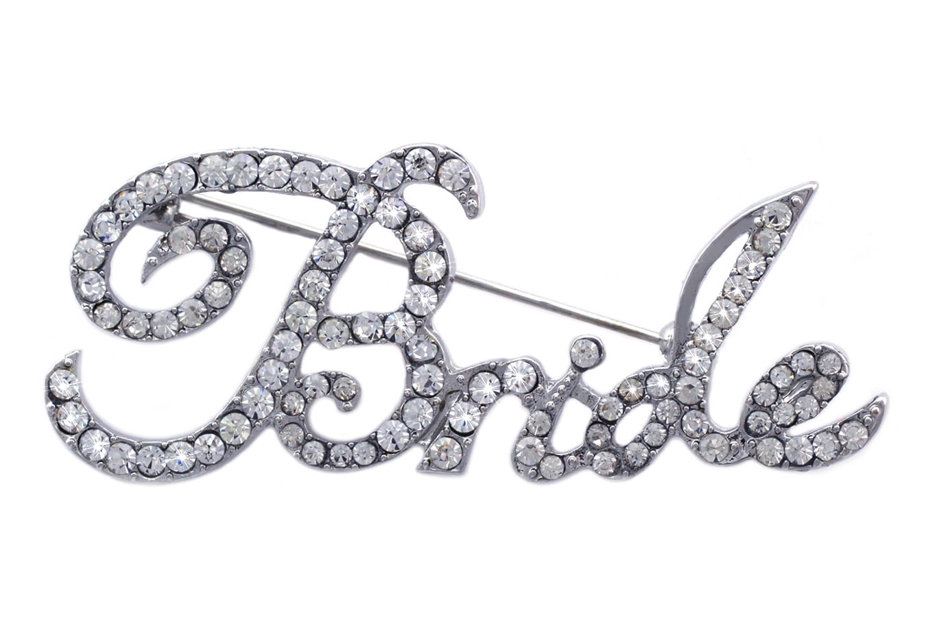cocojewelry Clear Bride Word Letter Brooch Pin Wedding Women Fashion