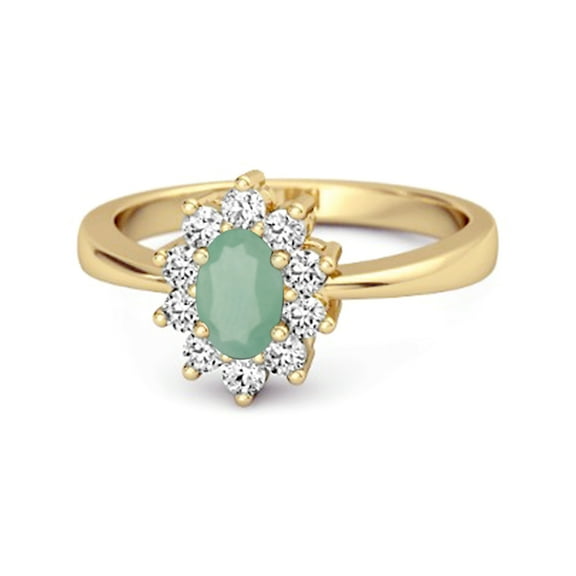 Mooneye Solitaire 1.50 Cts Emerald 925 Sterling Silver Gold Vermeil Halo Accent Women Gifts Ring