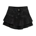 thumbnail image 7 of OGLCCG Girls Jean Skirt Summer Vintage A-line Pleated Denim Skirt with SBuilt-in Shorts Double-Layer Mini Jeans Skorts 2-15 Years, 7 of 7