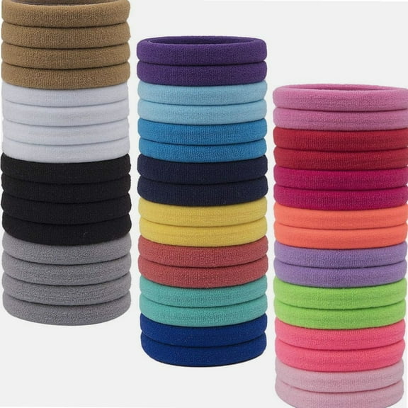 60pcs Nylon Elastic Hair Ties Hair Ties Bands Rope No Crease Elastic Fabric Large Stretch Ouchless Ponytail Holders (60pcs-Mix 20colors(HT007))