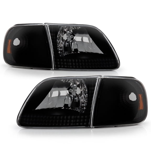[4PC] Black Smoke 1997-2003 Ford F150 Expedition Headlights Signal Corner Lamps