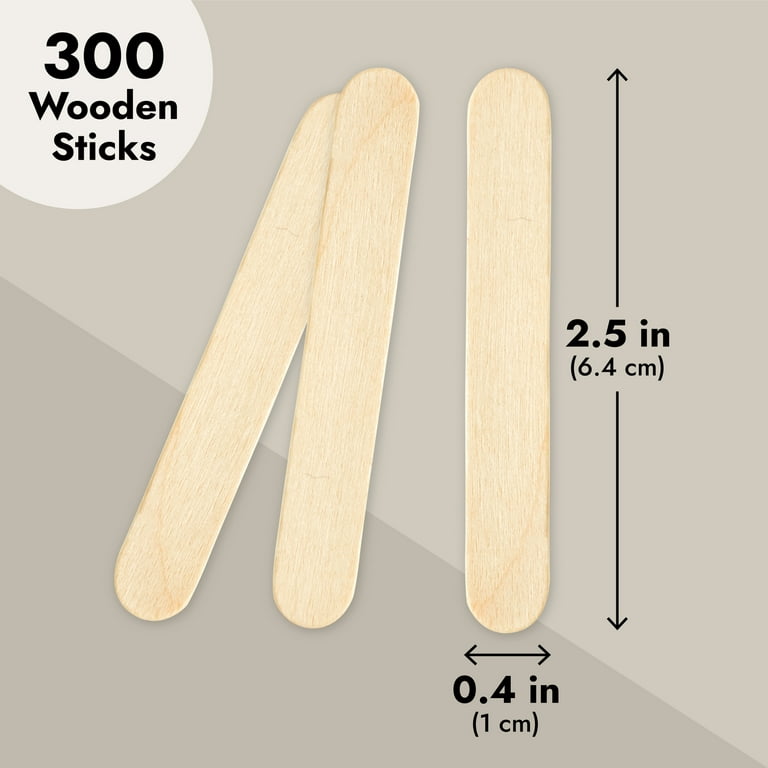 300 Pack Small Wooden Popsicle Sticks for Crafts, Bulk Small Wood Sticks  for DIY Art Projects (2.5 x 0.4 In)