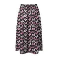 thumbnail image 4 of vigerkar Womens Summer Casual Dress Floral Printed High Waist A Line Ruffle Swing Midi Skirt with Pockets Pink, S, 4 of 6