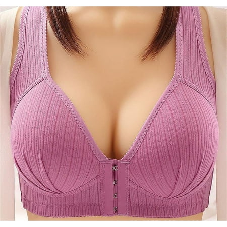 Mrat T-Shirt Bras Women Clearance Tshirt Bras Women Balconette Bra Style M-537 Women Size Sports Bra Female V-Neck Front Closure Bra Closure Lace Bralette Purple L