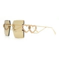 thumbnail image 6 of Heart Jewel Metal Hinge Rimless Oversized Rectangle Fashion Sunglasses Gold - Light Brown, 6 of 8