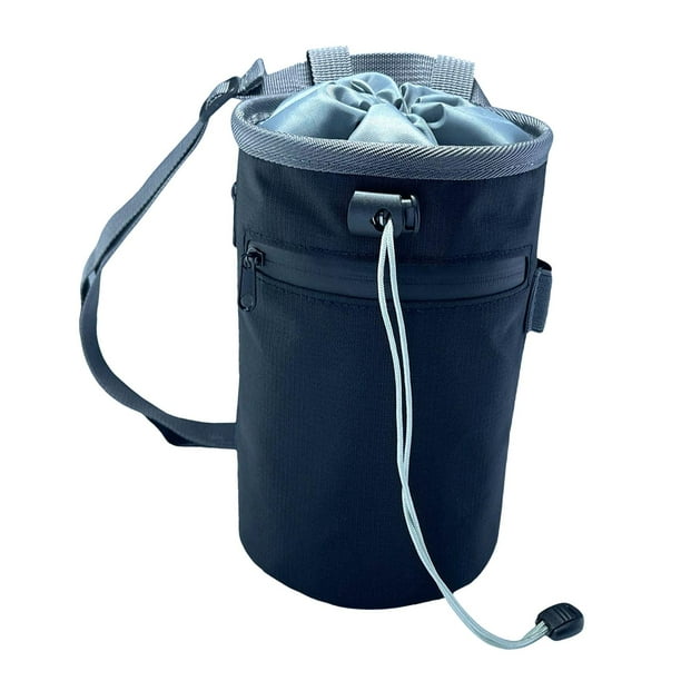 Bolsa de magnesio con correa ajustable y práctico bolsillo con cremallera para entrenamiento, pole dance, escalada en bloque y levantamiento de pesas. Negro