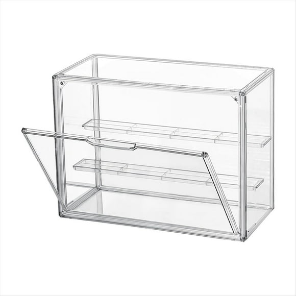 Vitrina de Acrílico Transparente, Estante de Exhibición de 3 Niveles, Vitrina de Protección Apilable con Puerta Magnética para Figuras de Acción