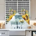 thumbnail image 4 of Pastoral Sunflower Swag Curtain Valance for Windows, Wildflowers Country Black Buffalo Plaid Window Treatments Short Swag Topper for Kitchen Windows Bathroom Bedroom, 36"x36", 4 of 8