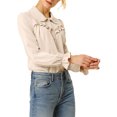 thumbnail image 5 of Allegra K Women's Button Down Long Sleeve Cuff Ruffle Detail Blouse Shirt Tops, 5 of 6