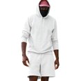thumbnail image 2 of Dqueduo Men's Casual Sets, Solid Color Hooded Long Sleeve Hoodie with Drawstring Elastic Waist Shorts, Loose Oversized Two-Piece Hoodie and Shorts Set, 2 of 6