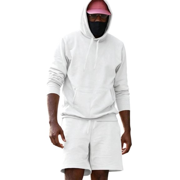 Turilly Mens Outfits 2 Piece Classic Hoodie and Shorts Set Casual Fleece Pullover Two Piece Outfit with Pockets
