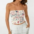 thumbnail image 5 of Women's Summer Tube Top Sleeveless Sexy Camisole Shirt Vest, Patriotic Independence Day Printed Crop Tank for Casual Wear & Party,Beige L, 5 of 5