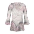 thumbnail image 5 of DPTALR Women's Casual Trumpet 3/4 Sleeve Printed Buttoned Basic Ruched Corset Tunic Tops Pleated T-shirts Blouses, 5 of 5