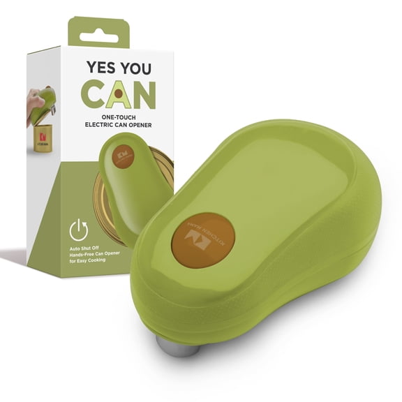 Kitchen Mama One Touch Electric Can Opener: Auto-Stop, Ergonomic, Battery Operated (Avocado)
