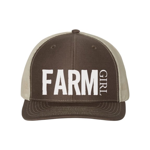 Farm Girl Hat, Farm Girl, Farm Hat, Snapback, Farming Apparel, Gift For Her, Farm Mom, Mother's Day Gift, Country, Farm Life, White Text, Brown/Khaki