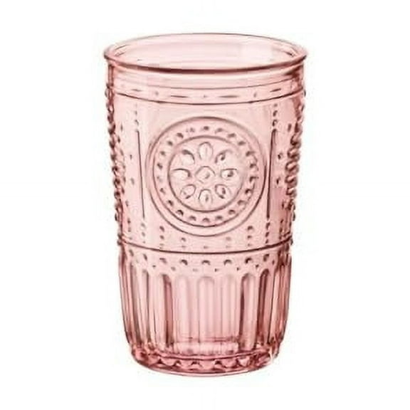 Bormioli Rocco Romantic Set Of 4 Tumbler Glasses, 11.5 Oz. Colored Crystal Glass, Cotton Candy Pink, Made In Italy.