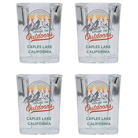 

Caples Lake California Explore the Outdoors Souvenir 2 Ounce Square Base Liquor Shot Glass 4-Pack