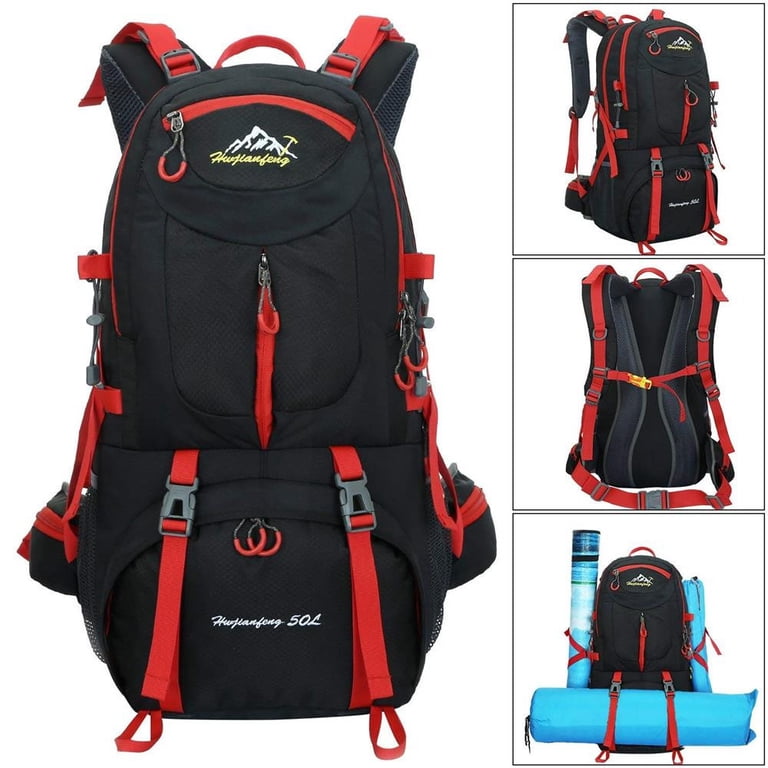 backpack cost hiking gear AMPEX 65L Excursion Backpack, Black Red and hipbelt Naturehike 45L Rock 2.0 Upgraded