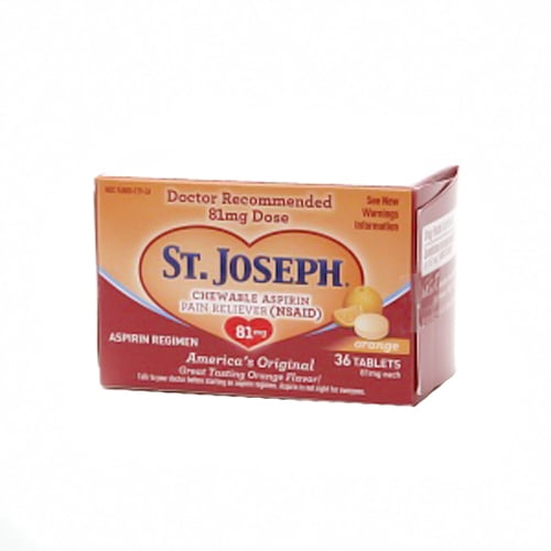 St.Joseph Chewable Aspirin Pain Reliever 81Mg Tablets, Orange 36 Ea