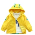 thumbnail image 2 of Little Girls Boys Rain Jacket Lightweight Waterproof Solid Fall Raincoat Zipper Hooded Lined Windbreaker Yellow 4 Years, 2 of 3