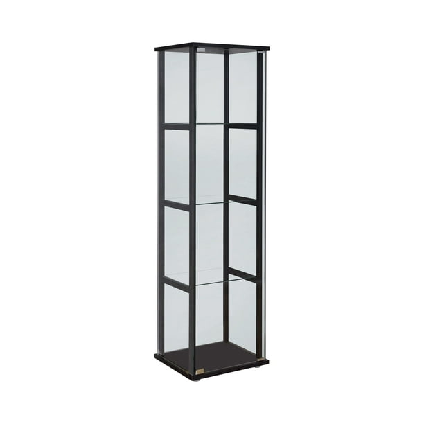 4 Shelf Glass Curio Cabinet Black, Replacement Glass Shelves For Display Case