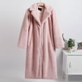 thumbnail image 4 of Trench Coat Women Winter Coats for Women Womens Winter Warm Lapel Fuzzy Coat Jacket Overcoat Spliced Mid Length Coat Suit Collar, 4 of 4