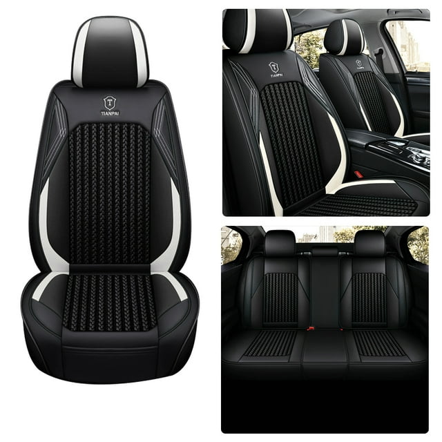 Maidao Car Seat Covers Full Set Leather for Mercedes-Benz for E63AMG 2000-Present 5 Seats Waterproof Front Rear Cushion Protector Black