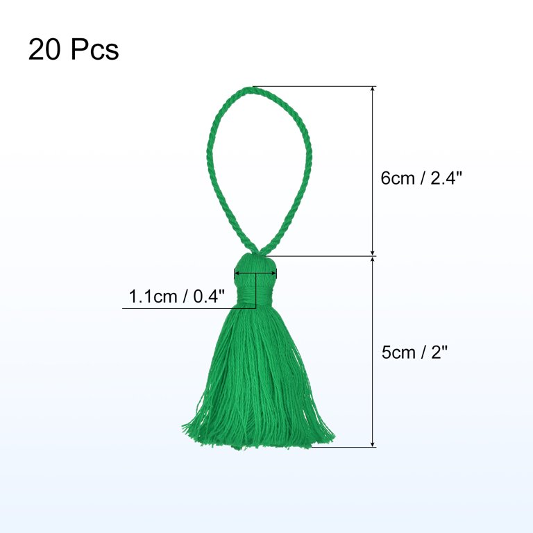 Lot De 20 Glands Pour Marque-pages - Longueur 4,3 Cm Avec Boucle - Couleur Vert Forêt - Zaplyte