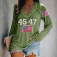 thumbnail image 1 of IDALL Chandail en Molleton pour Femmes Manches Longues T-Shirts Graphiques Rétro 45 47 Imprimé Chandail en Molleton 45 47 Col en V 45 47 pour Président Chandail en Molleton T-Shirts Tenues d'Automne Vert S, 1 of 5