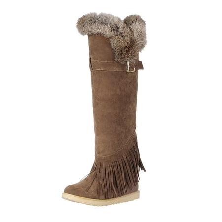 

Valentine s Day Deals!2022 Juebong Women s Long Boots Pointed Slip-on Snow Boots Velvet Cotton Boots Warm Solid Cotton Shoes Flat Knight Boots