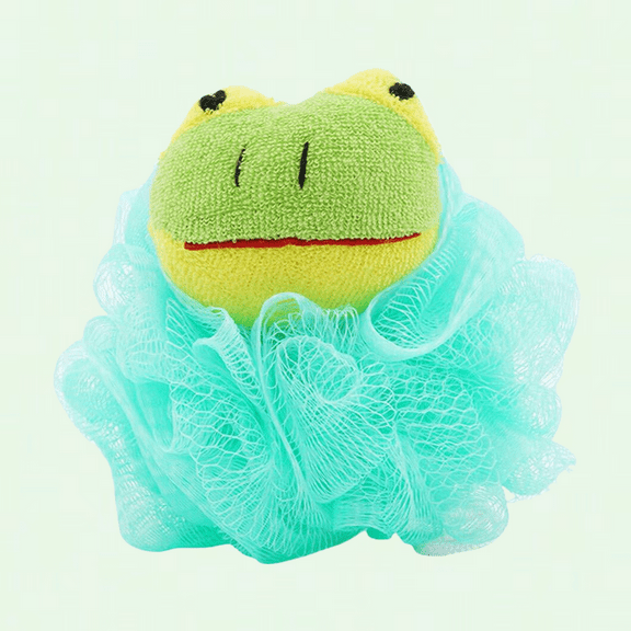 Kids Green Bath Shower Sponge Pouf Loofahs Mesh Brush Animal Shower Ball