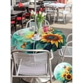 thumbnail image 6 of Outdoor Tablecloth with Umbrella Hole Zipper Yellow Sunflower Butterfly Round Tablecloth 60" Waterproof Outside Table Cloth Teal Ocean Vintage Abstract Patio Table Cover Tablecloths for Picnic Party, 6 of 8