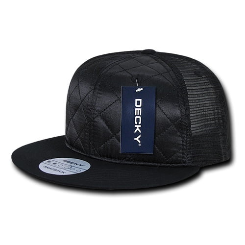 Decky 1141 6 Panel High Profile Structured Quilted Trucker-Black