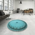 thumbnail image 4 of Ahgly Company Machine Washable Indoor Round Transitional Deep-Sea Green Area Rugs, 3' Round, 4 of 7
