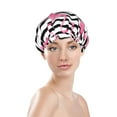 thumbnail image 3 of Balery Flamingos Shower Caps, Double Layer Waterproof Shower Cap, Double Layers Reusable Shower Cap With Soft Comfortable For Long Thick Hair Soft Bath Shower Hair Caps, 3 of 9