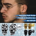 thumbnail image 2 of FaithHeart Skull Earrings for Men Stainless Steel Punk Stud Earrings Gothic Skeleton Halloween Jewelry Gift for Dad Fathers Day, 2 of 10