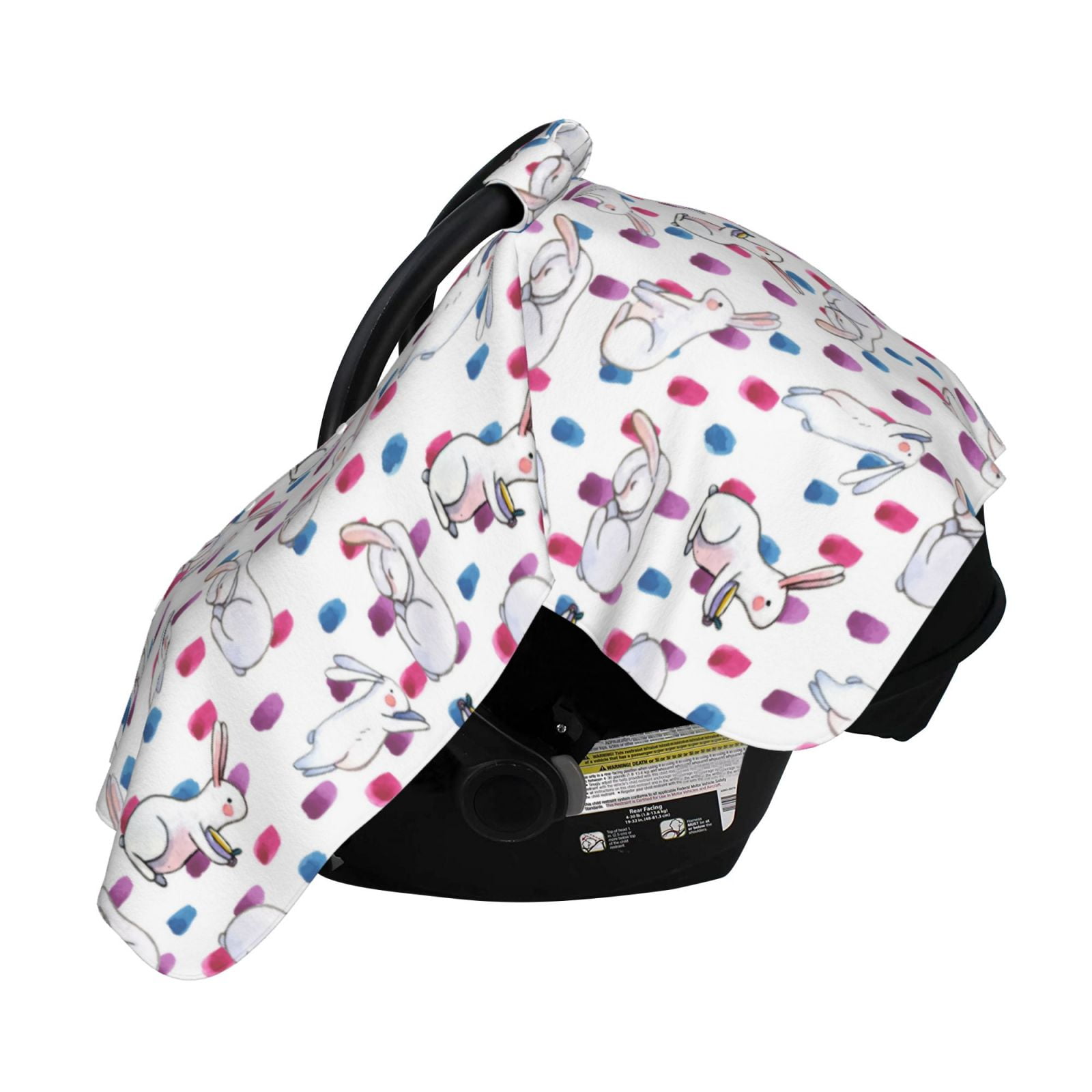 Naloa Rabbit Eating Baby Car Seat Cover, Breathable Baby Carrier Cover, Multiuse Baby Carrier Cover & Nursing Breastfeeding Cover