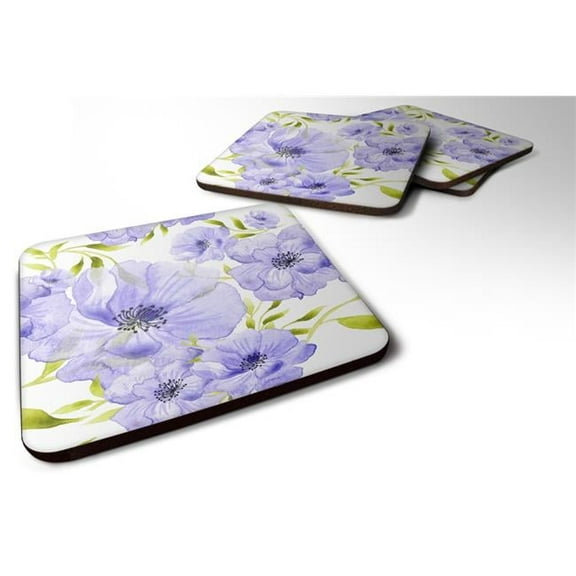 Watercolor Blue Flowers Foam Coaster, Set of 4