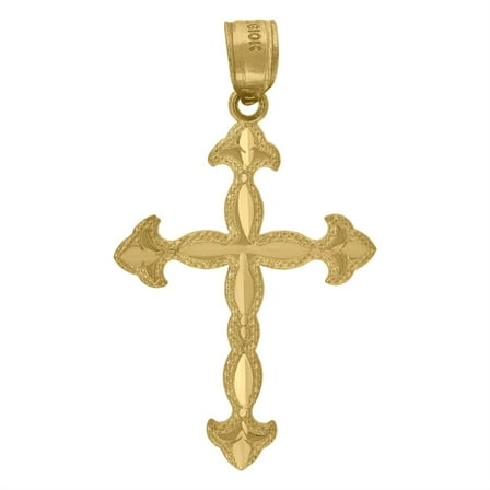 Auriga 10k Yellow Gold Diamond-Cut Cross Religious Charm Pendant for Women