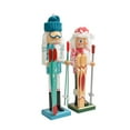 thumbnail image 4 of 2Pcs Wood Nutcracker Soldier Figures Tabletop Ornament Toys 38cm Crafts Holiday Decoration for Shelves Halloween Holiday Gift, 4 of 8