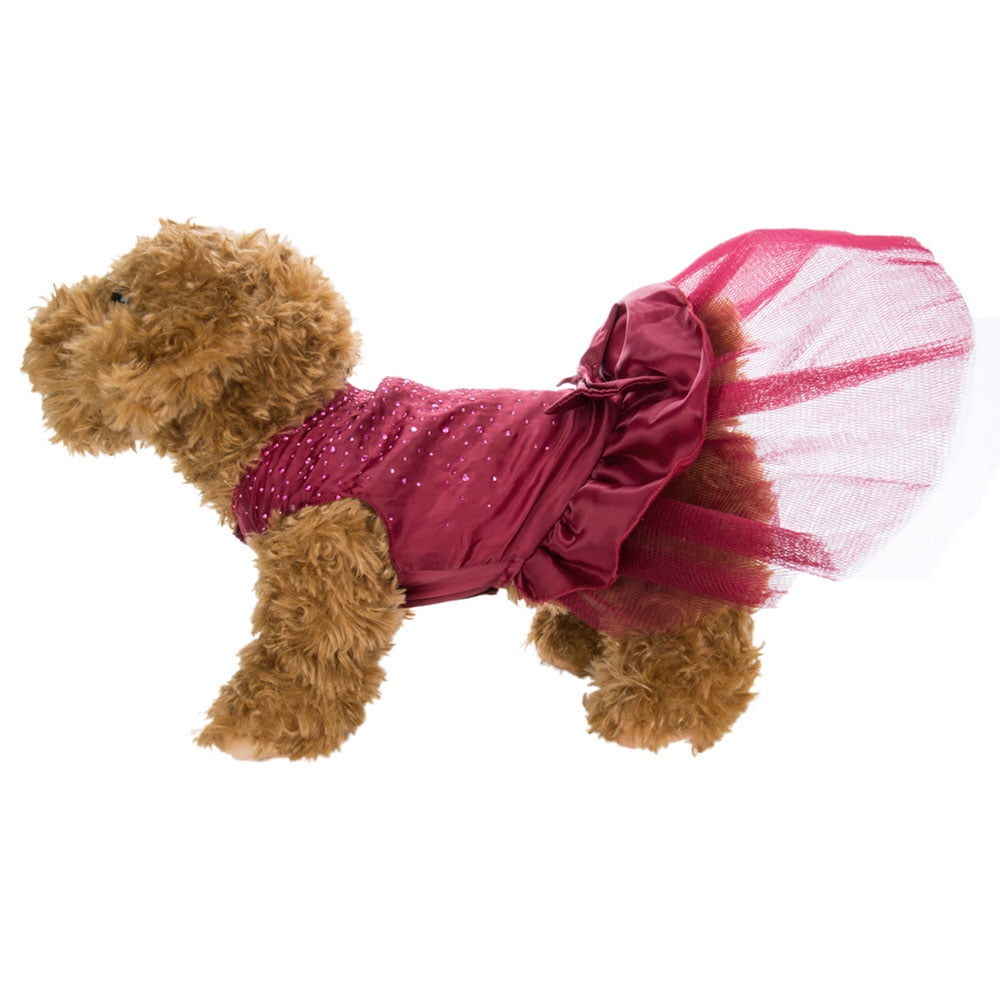 CUECUEPET Easy to put on Sequin Princess Dog Silk Dress for Female / Girl Dogs or Puppies [Multiple Sizes Available]