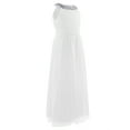 thumbnail image 2 of YONGHS Kids Girls Wedding Bridesmaid Dress Sleeveless Halter Neck Chiffon Long Ball Gown 4-16 White 4, 2 of 7