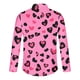 thumbnail image 5 of Blusa y camisa de manga larga con cuello vuelto para hombre, estilo casual, con estampado de corazón, botones y solapa, de poliéster, para San Valentín, 5 of 5