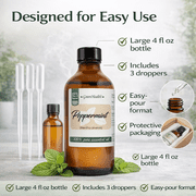 Peppermint Essential Oil 4 fl oz | 100% Pure Natural Aromatherapy Oil with 3 Droppers - GreenHealth